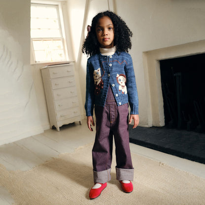 儿童蓝色猫咪羊毛开衫