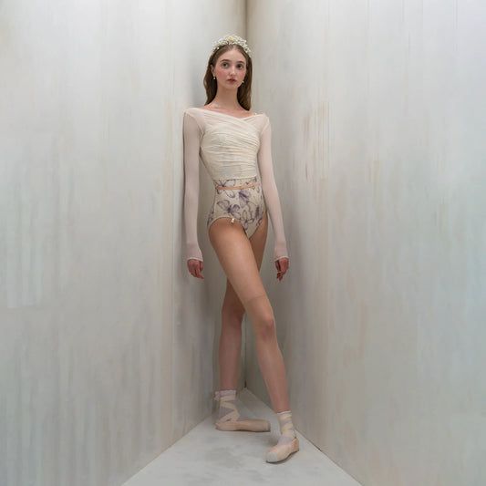 女士白色"ÉTOILE HOSIERY"芭蕾舞短款上衣(251CT70NX/edelweiss)
