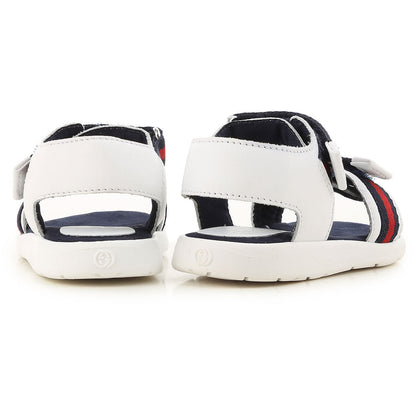 Boys White Leather & Web Sandals