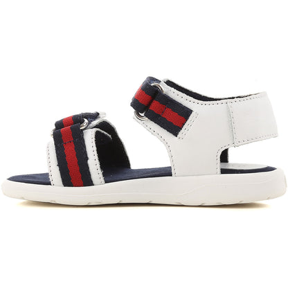 Boys White Leather & Web Sandals
