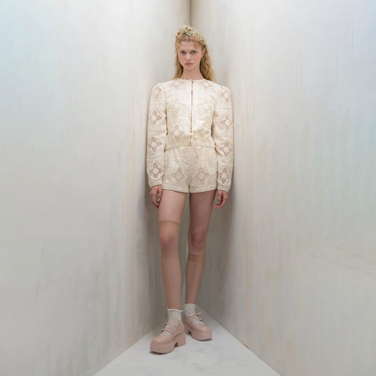 女士白色"BOTANIC RICHELIEU"圆领刺绣夹克(261BL40KP/edelweiss)