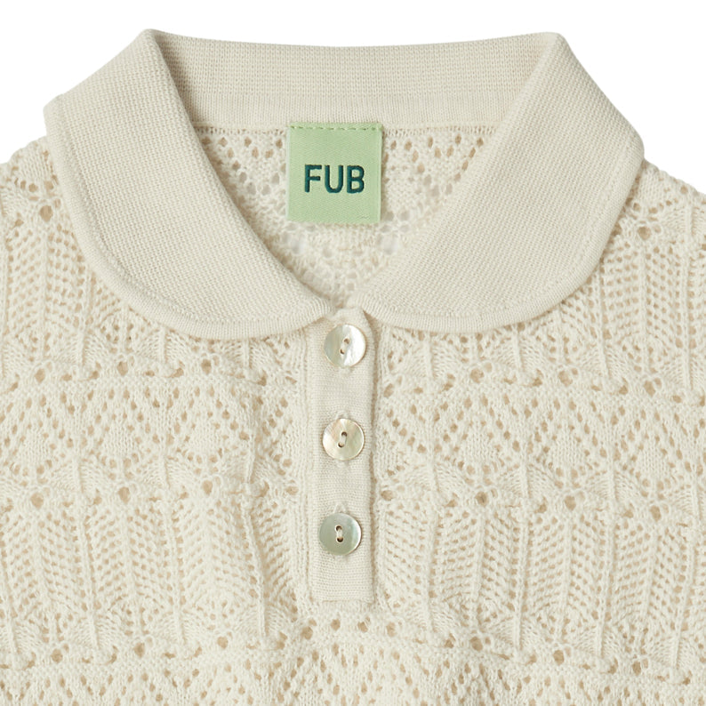 女童白色镂空Polo衫