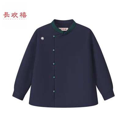 女童藏青色"远黛山峦"羊毛外套