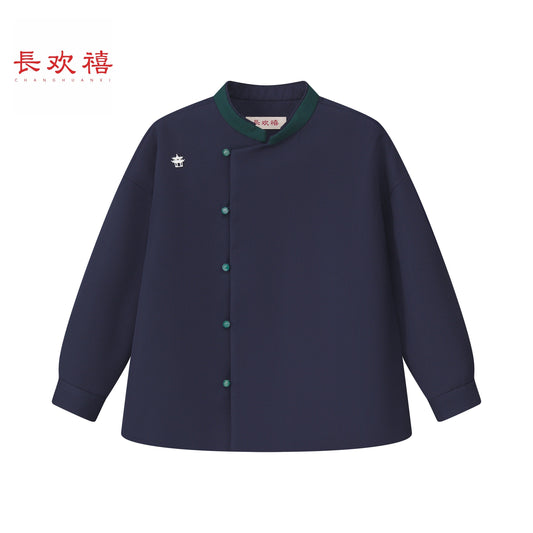 女童藏青色"远黛山峦"羊毛外套