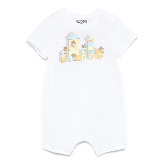 婴儿白色印花棉连体衣