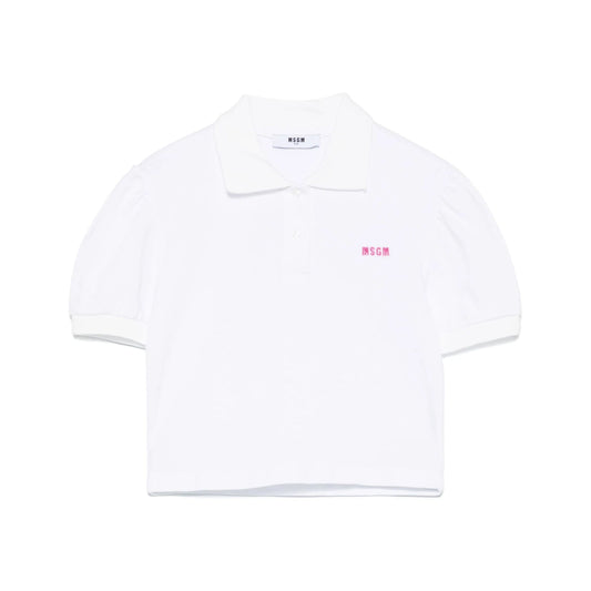 女童白色棉Polo衫