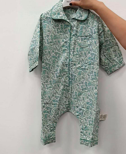 Baby Green Paisley Print Cotton Babysiut
