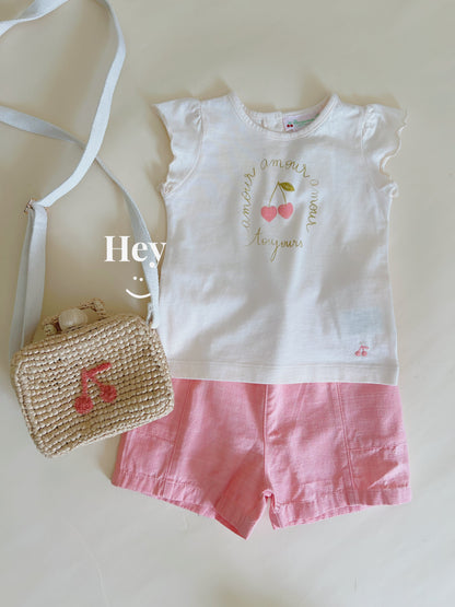 女婴粉色棉短裤