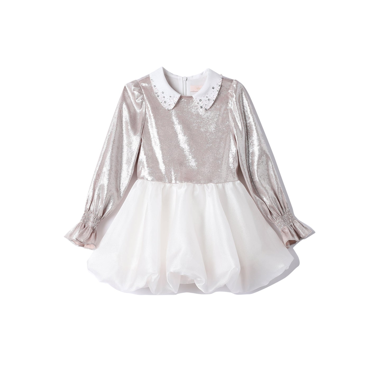 女童定制烫银花苞礼服裙