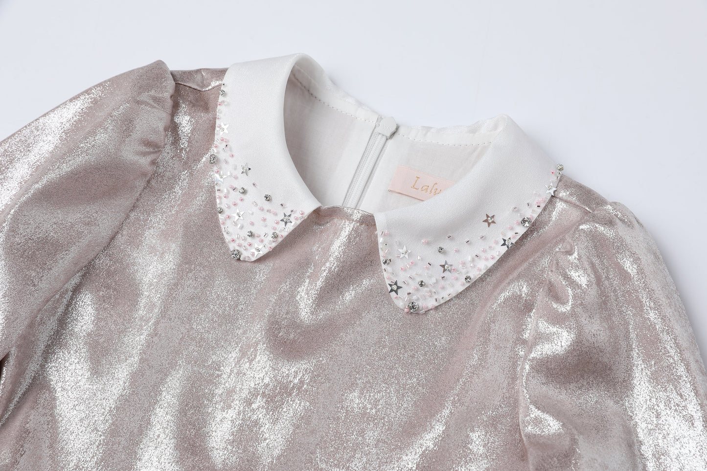 女童定制烫银花苞礼服裙