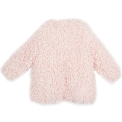 Sparkles Girls Pink Fluffy Coat With Two Pockets