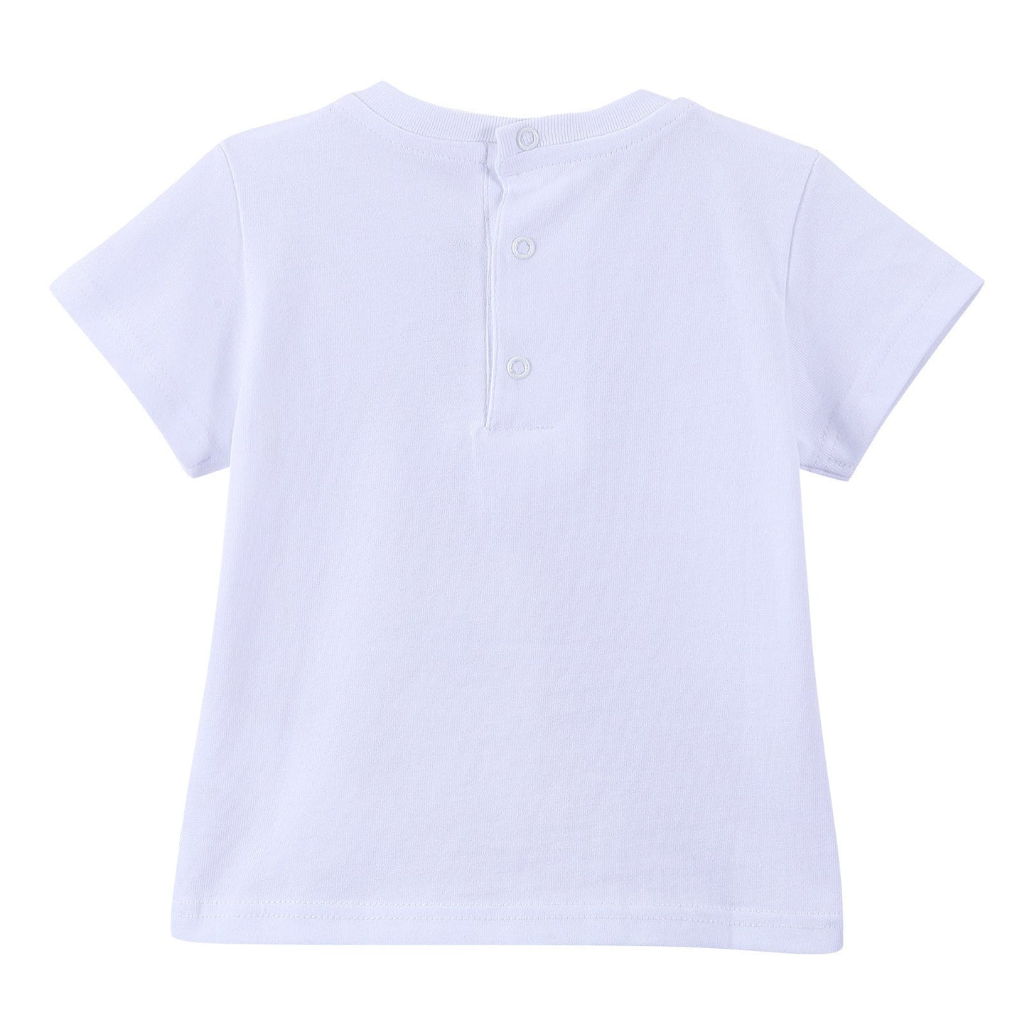 Baby Boys White Cotton T-Shirt With Tiger Head Print Trims