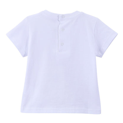 Baby Boys White Cotton T-Shirt With Tiger Head Print Trims