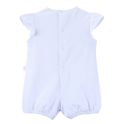 Baby Girls White Bird Printed Cotton Short Jersey Bodysuit