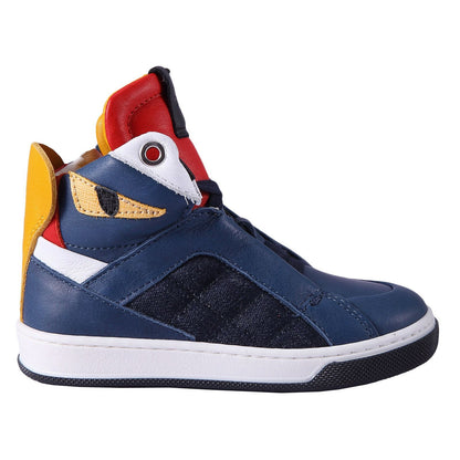 Boys Blue 'Monster' Leather High-Top Trainers