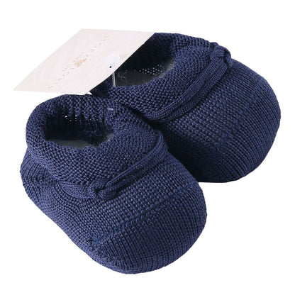 Baby Navy Blue Knitted Cotton Shoes