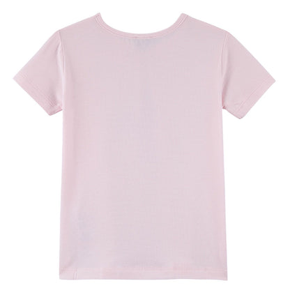 Girls Pink Cotton T-Shirt With Multicolor Horse Print