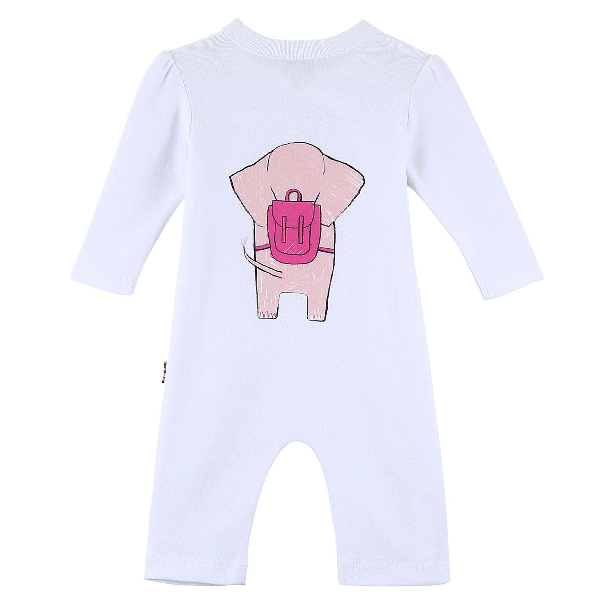Baby Girls White Fancy Elephant Printed Babygrow