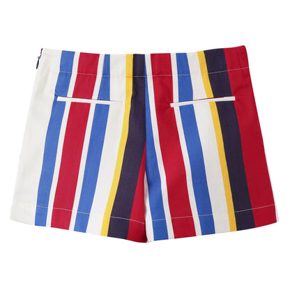 Girls Multicolor Striped Cotton Poplin Short