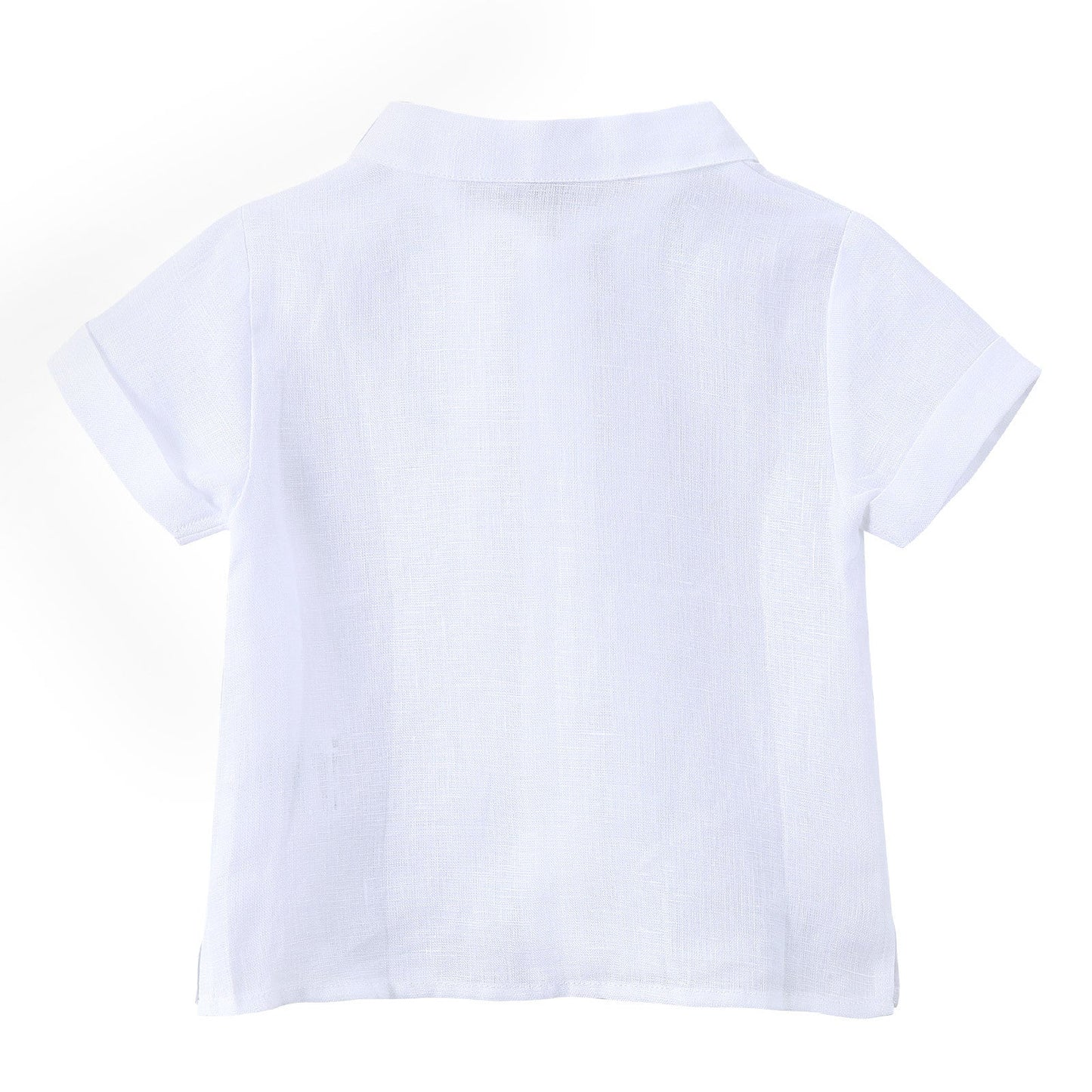 Baby Boys White Linen Shirt With Striped Bow