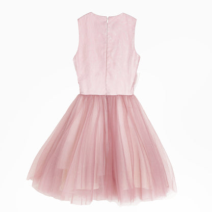 女童紫色立褶钉珠礼服裙