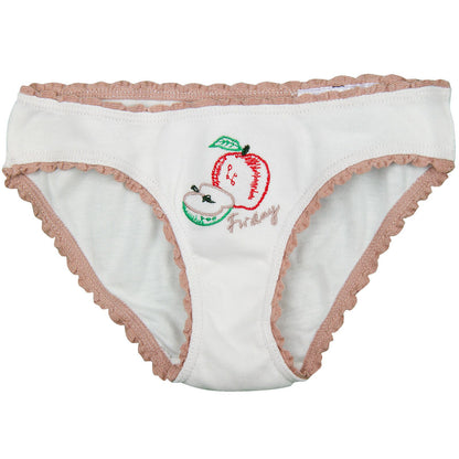 Peonie Girls 7 Pack White Organic Cotton Knickers Gift Set With Fruit Print