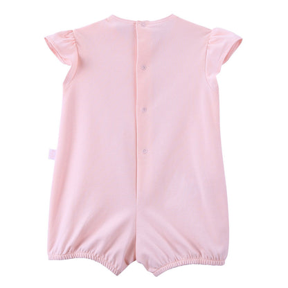 Baby Girls Pink Bird Printed Cotton Short Jersey Bodysuit