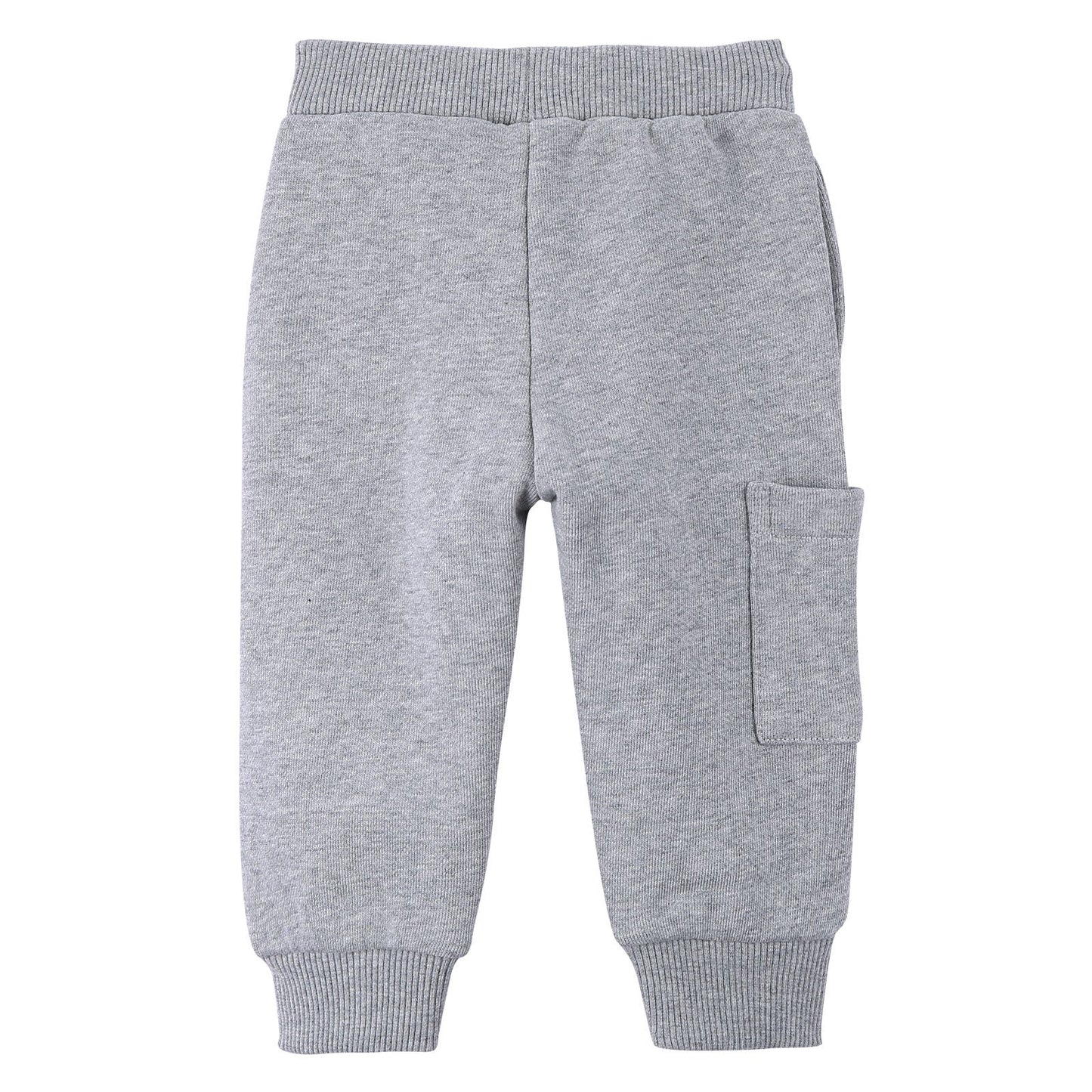 Baby Boys Grey Cotton Trousers With Patch Pockets