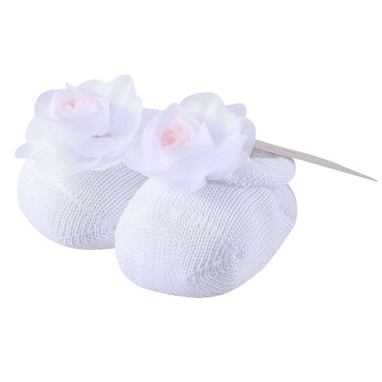 Baby White Knitted Cotton Rose Shoes&Hair Band Gift Set