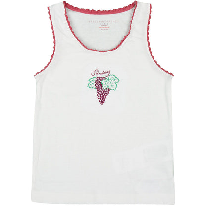 Clementina Girls 7 Pack White Organic Cotton Vests Gift Set With Fruit Print