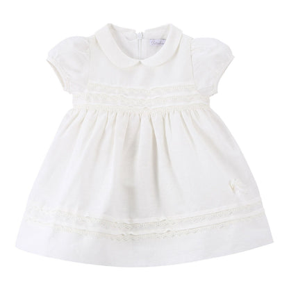 Baby Girls Milk White Dress With Peter Pan Collar