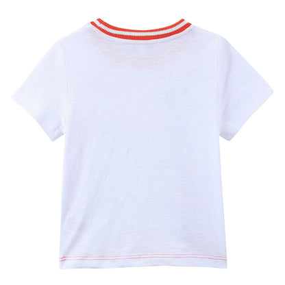 Boys White Fancy Illustration Printed Cotton Jersey T-Shirt
