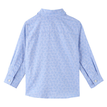 Baby Boys Sky Blue Cotton Shirts With Allover Horse Print
