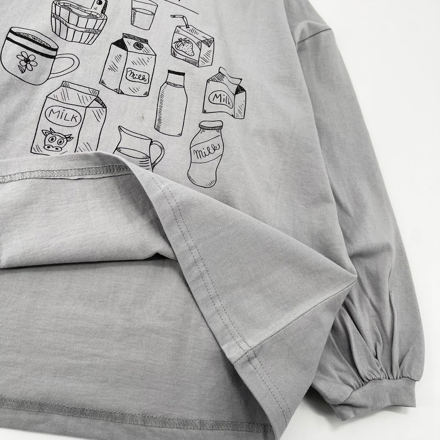 女童灰色印花棉T恤