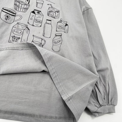 女童灰色印花棉T恤