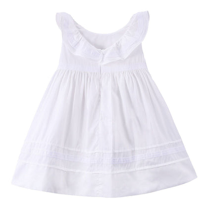 Girls Milk White Ruffled Collar Dress