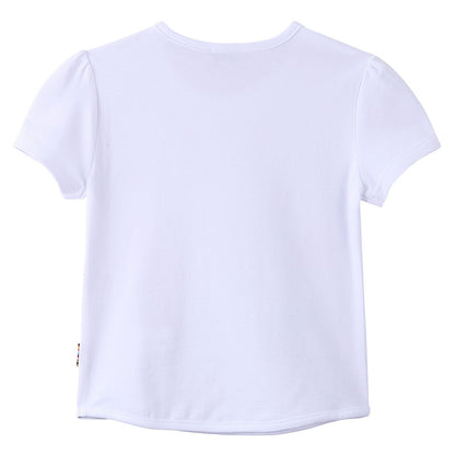 Girls White Cotton T-Shirt With Multicolor 'LOVE' Print