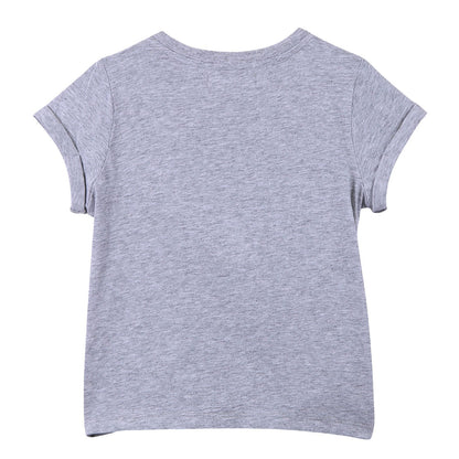 Girls Grey Giraffe Printed Cotton T-Shirt