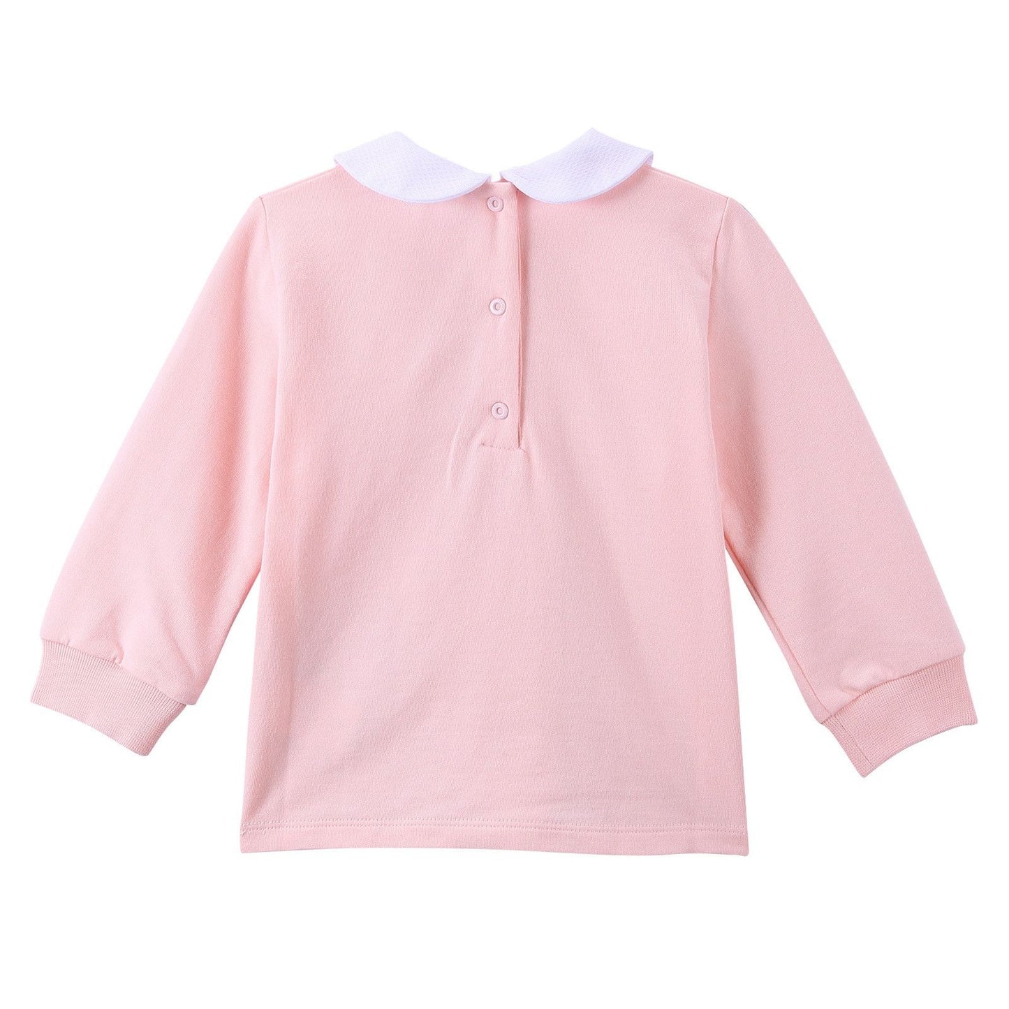 Baby Girls Pink 'Monster' Printed Sweatshirt With Peter Pan Collar