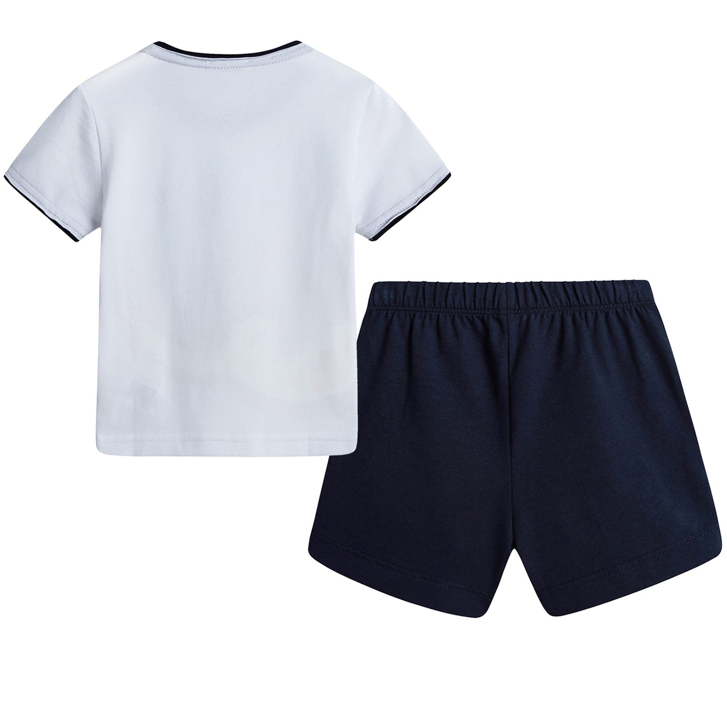 Baby Boys White T-Shirt And Dark Blue Shorts