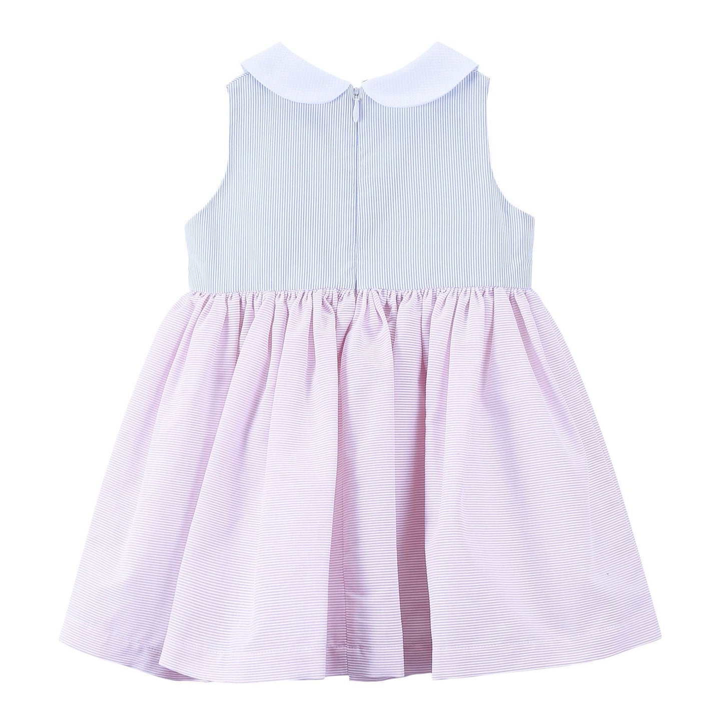 Baby Girls Blue&White Peter Pan Collar Cotton Dress