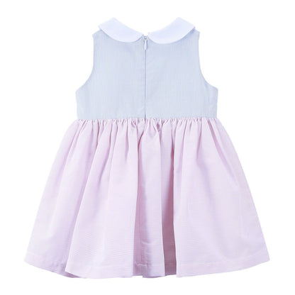 Baby Girls Blue&White Peter Pan Collar Cotton Dress
