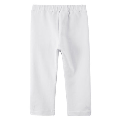 Baby Girls White Cotton Trousers With Gold Spot Trims