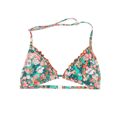 女童绿色碎花泳装