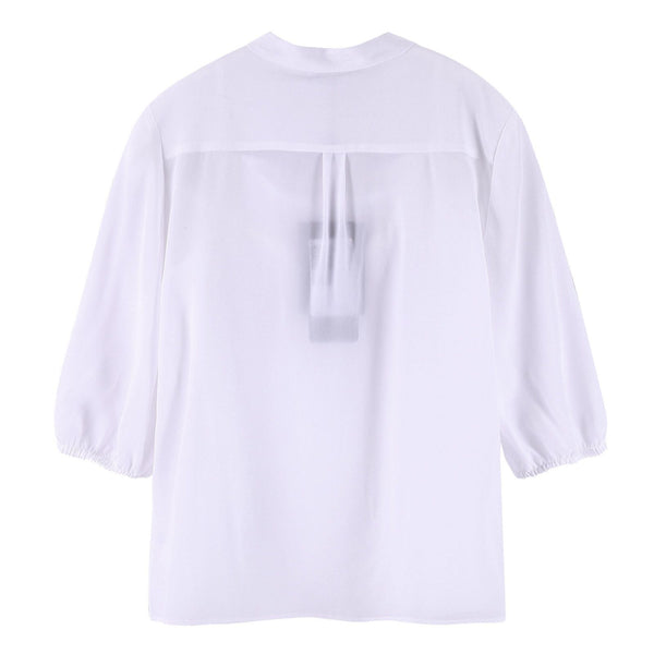 Girls Ivory Ribbon Trims See-Through Blouses