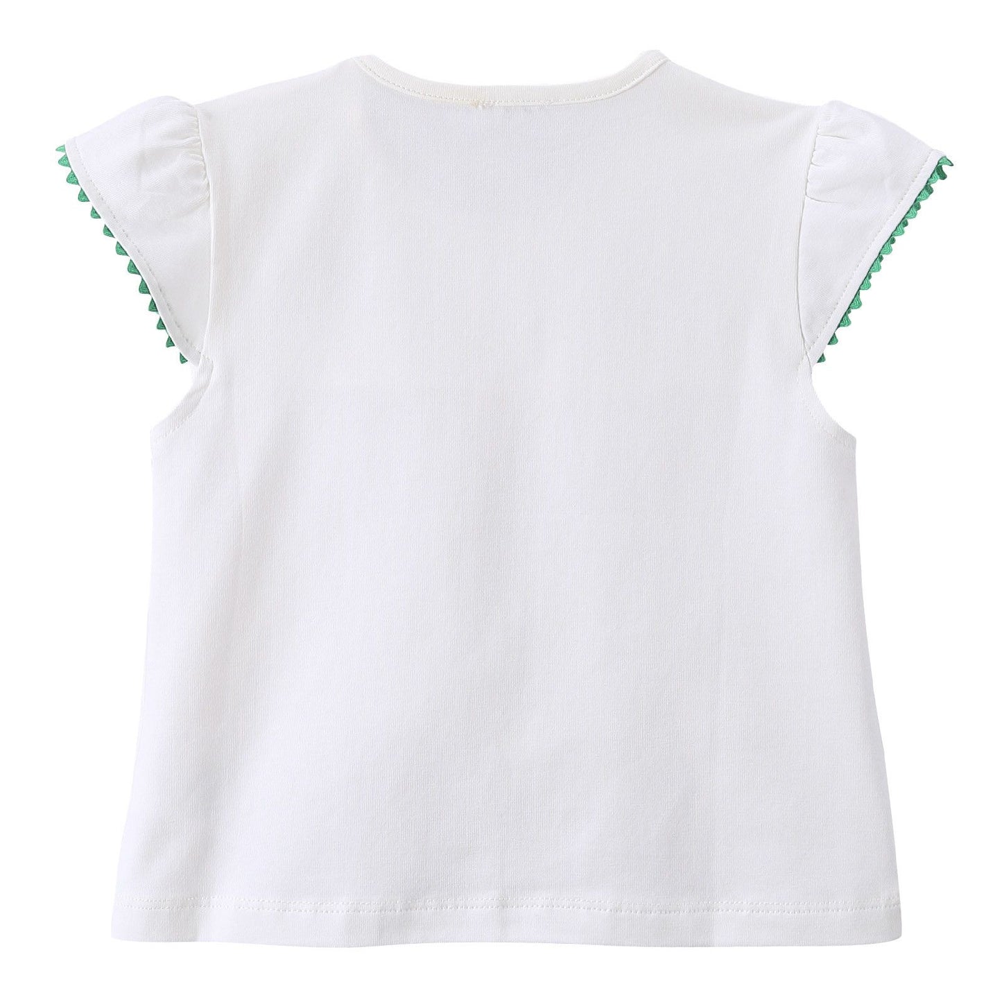 Girls White Embroidered Floral Trims Blouse