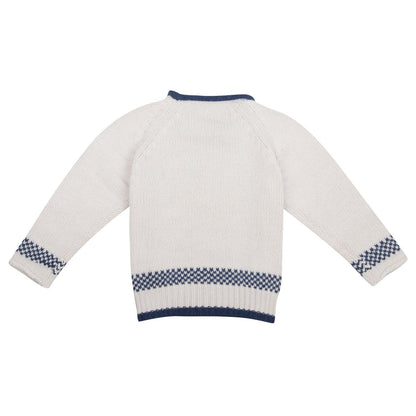Boys&Girls White Two Tone Knitted Luxurious Sweater