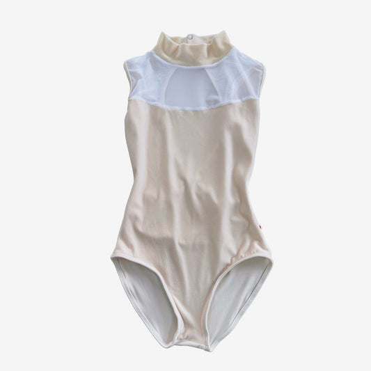 女士奶油白"Camila-Mesh/V-Buttermilk/N-Pearl/Mesh-White"芭蕾舞连体衣