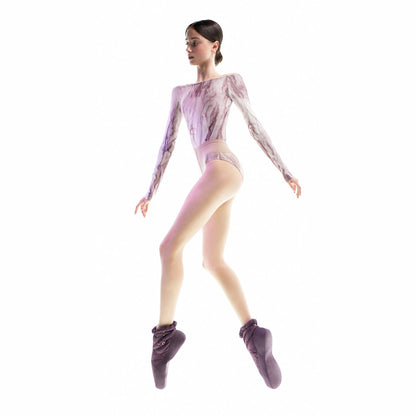 女士丁香紫船领芭蕾舞连体衣