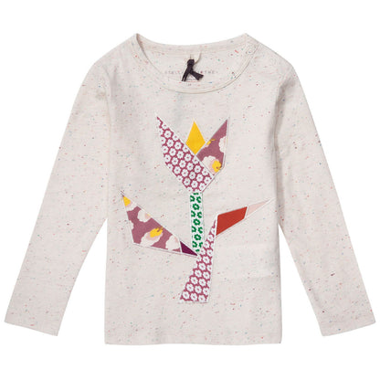 Georgie Baby Grey Cotton T-Shirt With Print Multicolor Flower Logo
